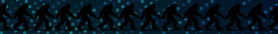 Graphic of a silhouette of Bigfoot, walking. It’s a long horizontal banner image, just separating out text content for visual readers.